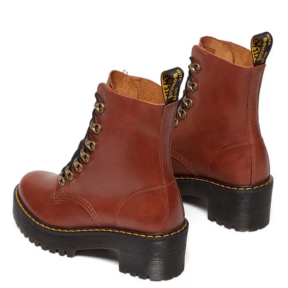 Dr. Martens Brown Leather Platform Boots - Picture 3 of 12